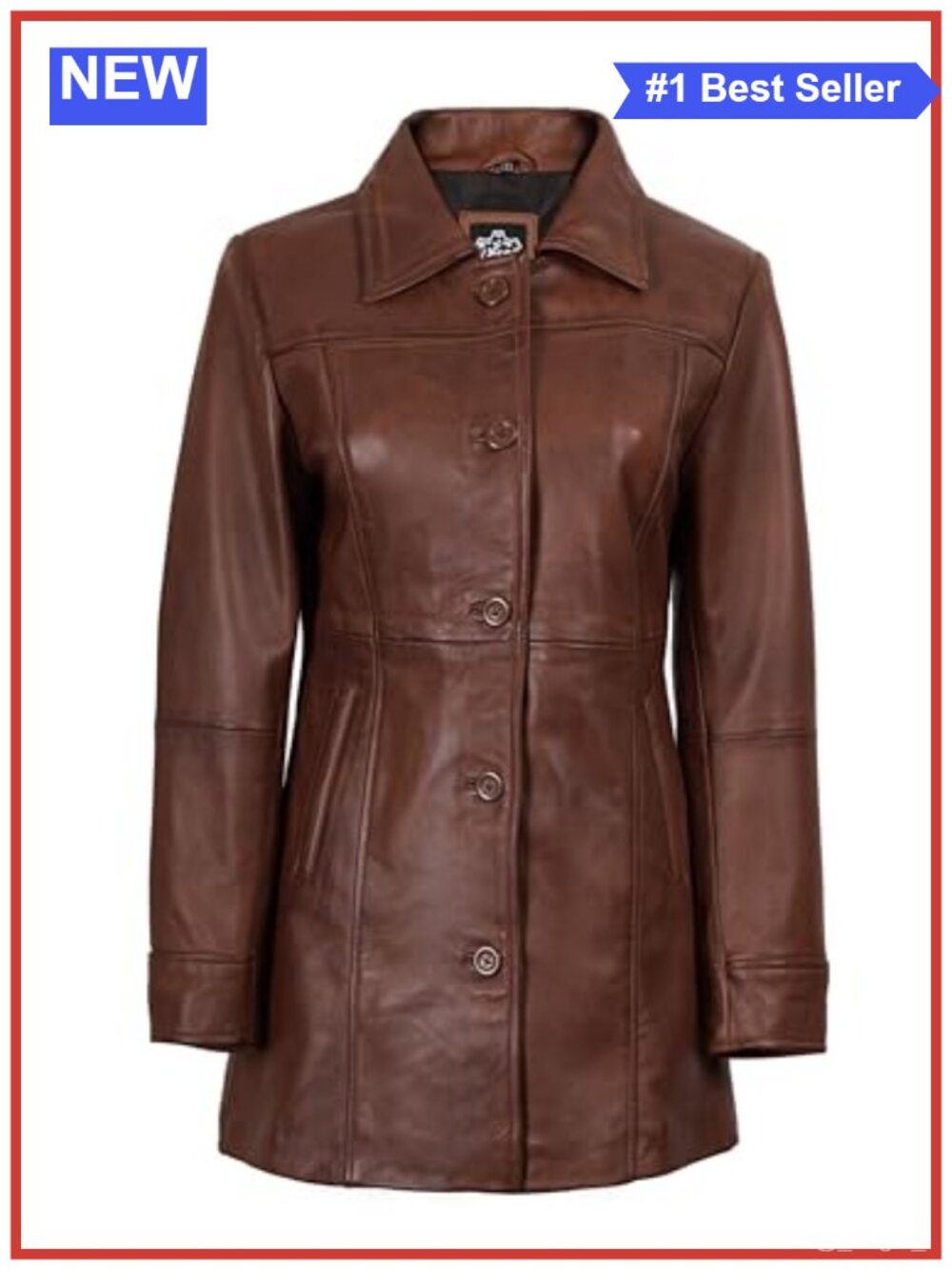 Genuine Lambskin Leather Car Coat Button Front Trench Jacket Women